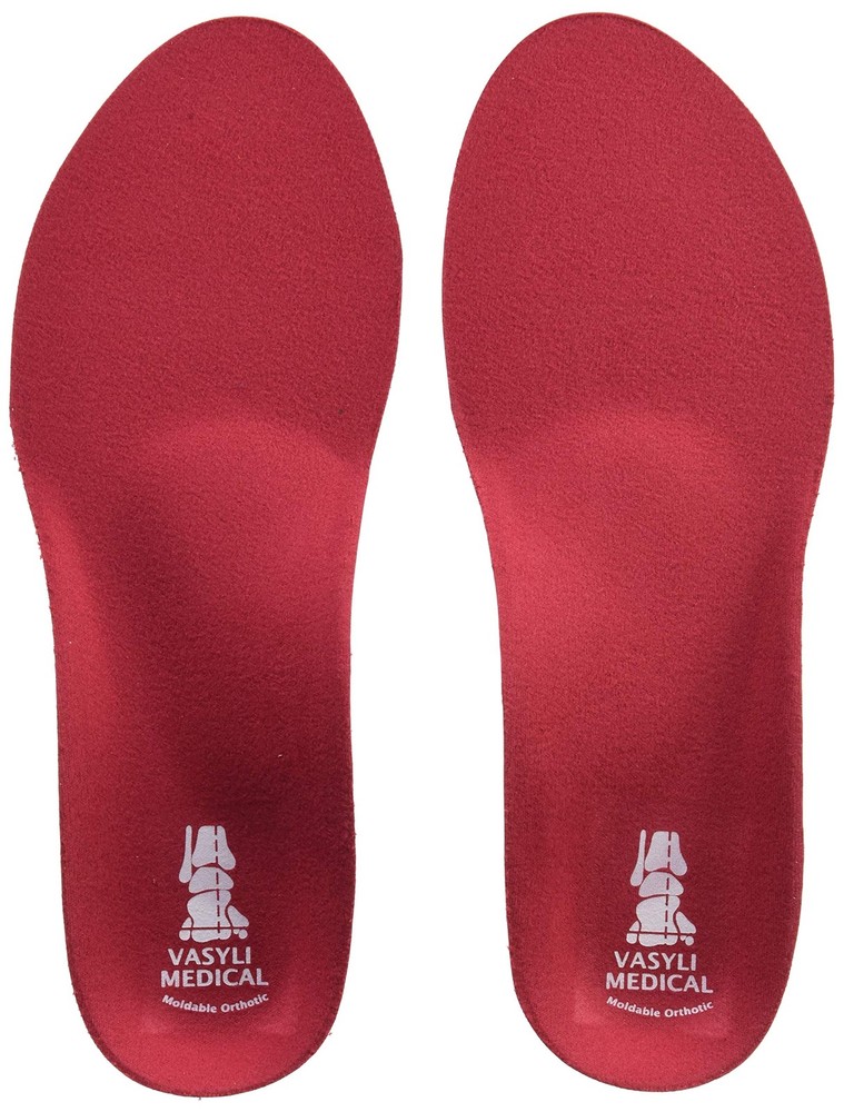 Vasyli Custom Full Length Insoles Red X-Small Heel Grid Reduces Slippage Firm