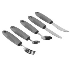5pcs Household Utensils Stainless Steel Rubber Handle Spoon Fork Set For Home
