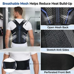 Posture Corrector Back Brace S/M Adustable Upper Lower Back Shoulder Support