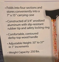 Foldable Floral Walking Cane Aluminum Derby Handle Slip Resistant New