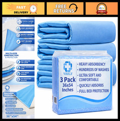 XL Washable Underpads 36×54″ (3 Pack) – Reusable Waterproof Incontinence Bed Pad