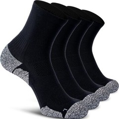 Compression Athletic Unisex Quarter Socks Cushioned 4-Pairs Black M