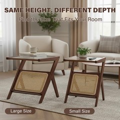 Tiita Rattan Side Table Mid Century Nightstand Bamboo Accent Bedside Tables