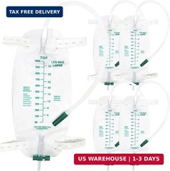 5-Pack 1000ml Leg Bag Urinary Drainage Bags with Adjustable Straps, Leak-Resista