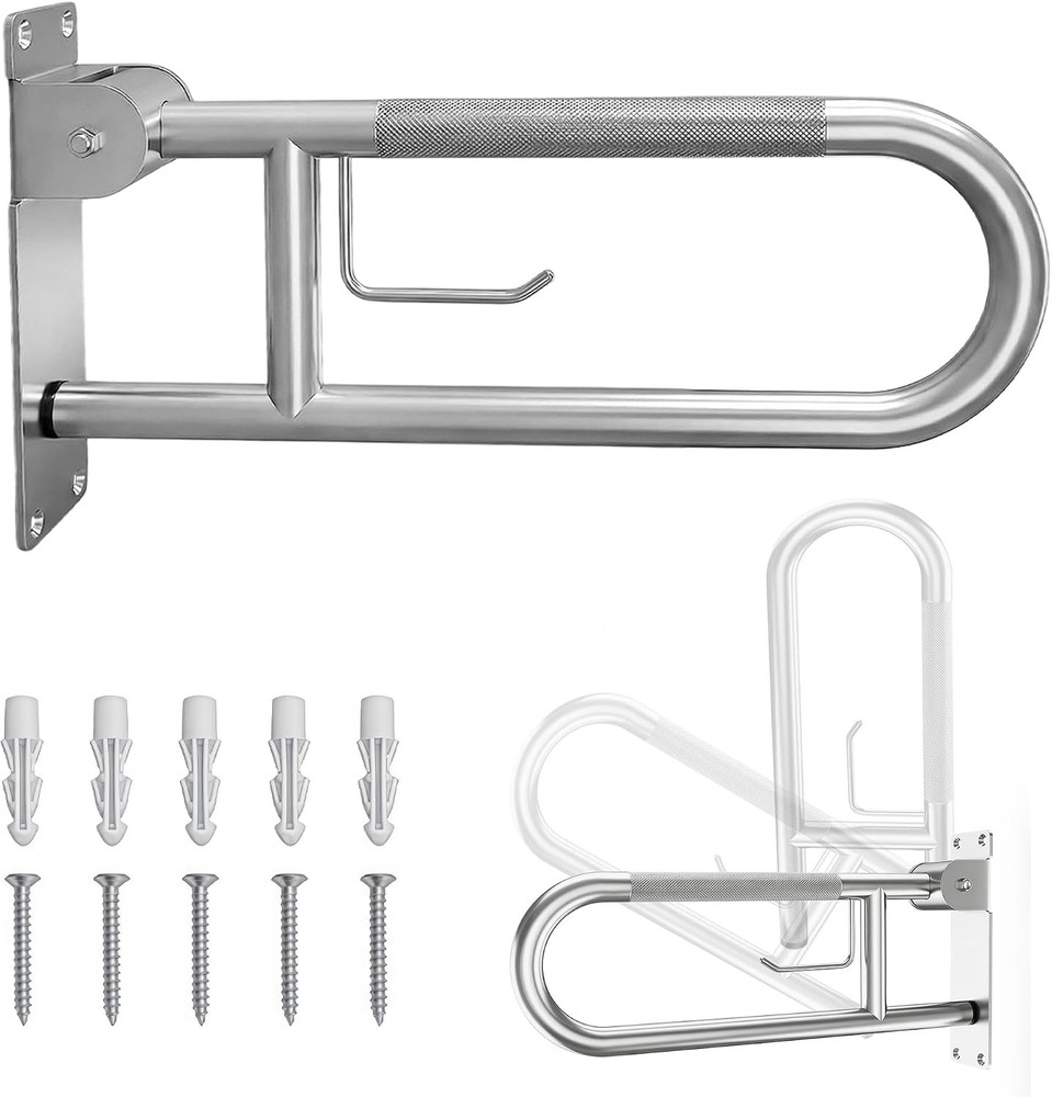 26-Inch Foldable Toilet Grab Bar – 90° Flip-Up Design, Premium 304 Stainless
