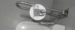 26-Inch Foldable Toilet Grab Bar – 90° Flip-Up Design, Premium 304 Stainless