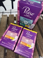 1-Poise Ultra Thin Pads W/wingsLight Regular 2- Ultra Thin 54 -3 Boxes Total 132