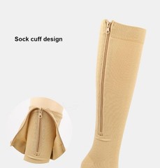 Gradient Pressure Knee-High Compression Socks with Zipper for Everyday Use