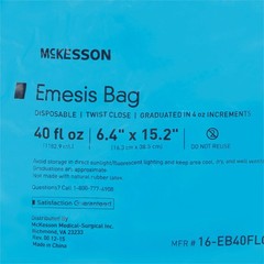 McKesson Twist Closure Emesis Bag 6-1/2 X 15 Inch 40 oz. 16-EB40FLOZ 100 Ct