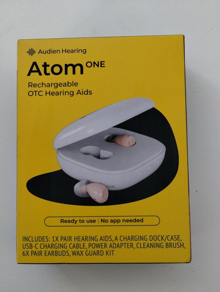 Audien Hearing ATOM one 1 Wireless Rechargeable OTC Hearing AIDS NEW