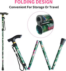 Folding Canes for Men and Women, Floral, Adjustable Height, Lightweight