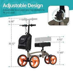 ELENKER Steerable Knee Scooter, Basket, Dual Braking System – Champagne/Black