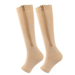High Stockings Knee Socks Zipper Open Toe Compression Graduated 20–30mmHg