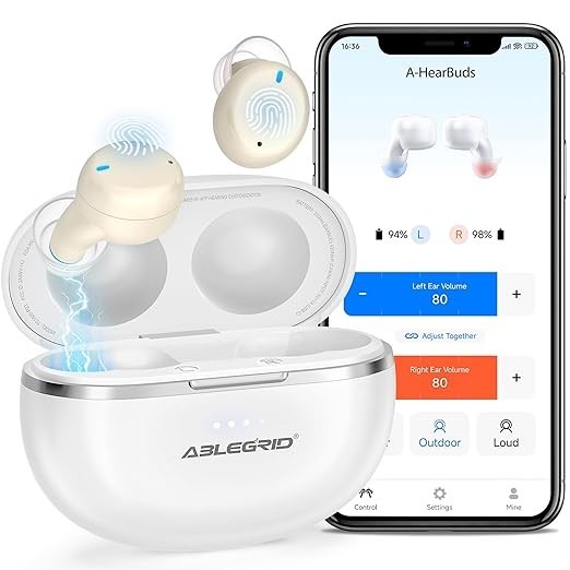 ABLEGRID Rechargeable OTC Hearing Aids for Seniors Adults, In-Ear Touch Control