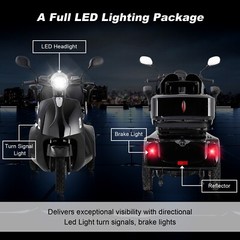 800W 3-Wheel Travel Electric Mobility Scooter 60V20Ah 3-Speed for Seniors 350LBS