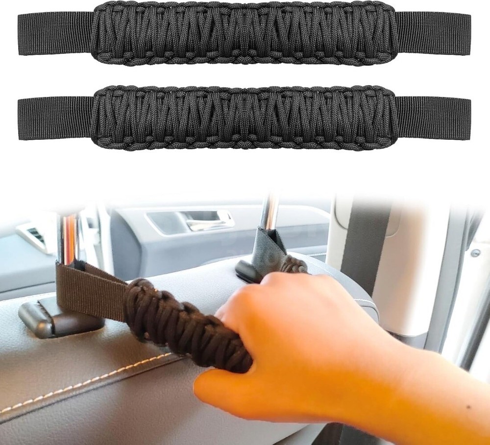 2Pcs Headrest Grab Handles Car Front Rear Seat Back Roll Bar Grip Handles Kit