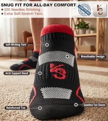 Men Athletic Ankle Socks 6-Pack, Nylon Blend 13-15 6pairs-black8915