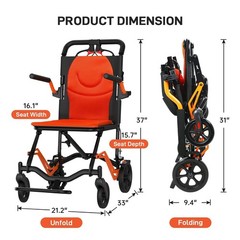 Foldable Wheelchairs for Adults,Portable Travel Transport Chair for Seniors NEW