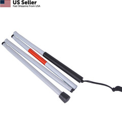Baitaihem Folding Blind Cane Reflective Red Pack of 1, White,Red