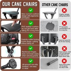 Hold 400 lbs Folding Canes with Seat, Allows Durability While Walking