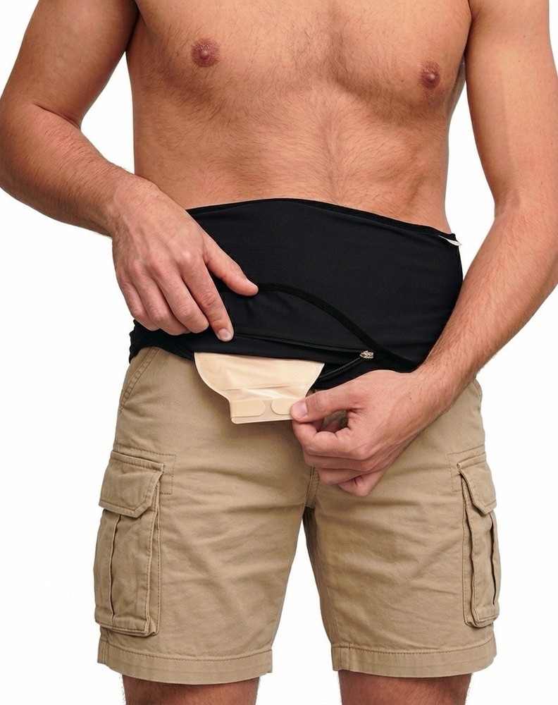 Ostomy Support Belt Black For Colostomy ileostomy bag Unisex- Size S M L XL 2XL