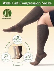 Wide Calf Compression Socks 20-30 mmHg for Men & Women – Bamboo Knee High Suppor