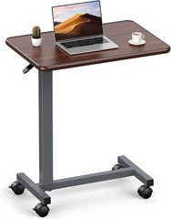 Adjustable Overbed Table with Wheels, Bedside Rolling Table, Pneumatic Height…