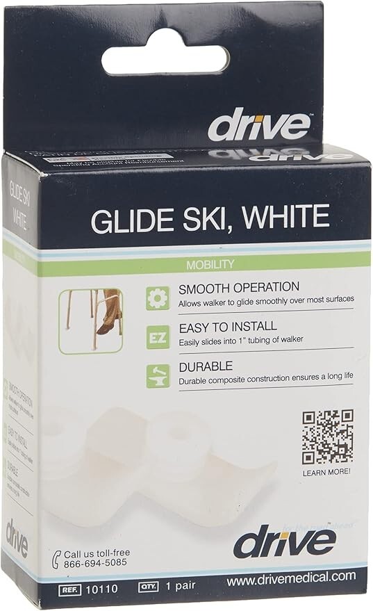 Glide Ski White Drive Ref. 10110 1” Tubing Walker 1 Pair
