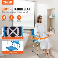 Luxury Padded Shower Seat 300lb Capacity with 4-Level Height Adjust