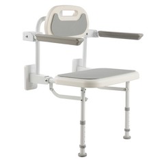 Uimoso Foldable Shower Chair Wall Mounted Shower Seat with Backrest & Armrest