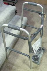 Lumex Dual-Release Folding Aluminum Walker w/Wheels (New)