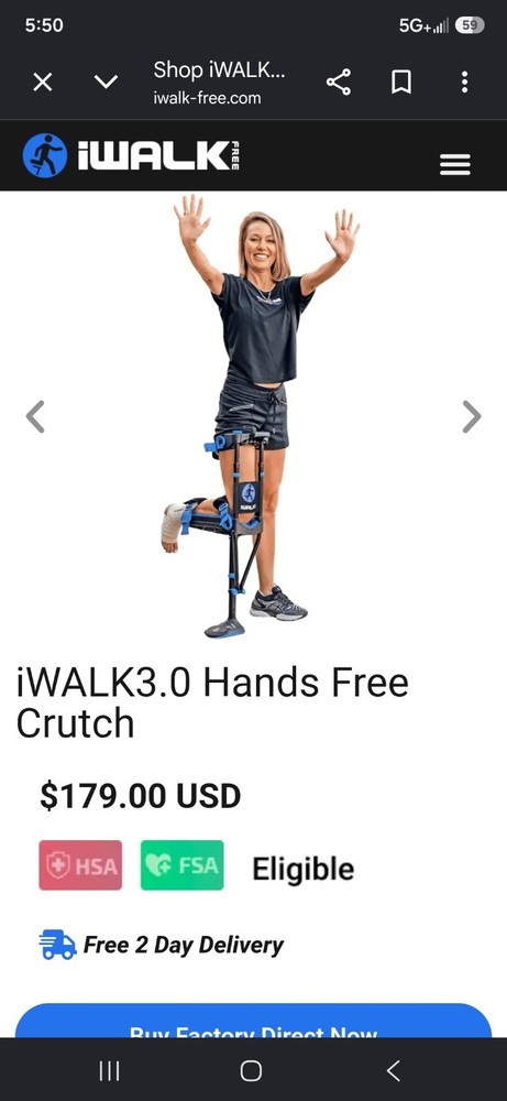 iWALK iWALK 3.0 Hands-Free Crutch Adjustable Height Black/Blue