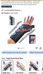 Carpal Tunnel Wrist Brace Night Small/Medium(Pack of 1) Right Hand-Black Blue