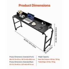 Uimoso Adjustable Overbed Table with Wheels and Built-in Power Outlet