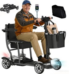 38LBS Foldable 4 Wheel Mobility Scooter for Seniors Lightweight Airline Approved