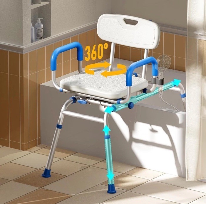Shower Chair | Sliding Transfer Tub Transfer Bench with 360° Swivel Seat | NEW!!
