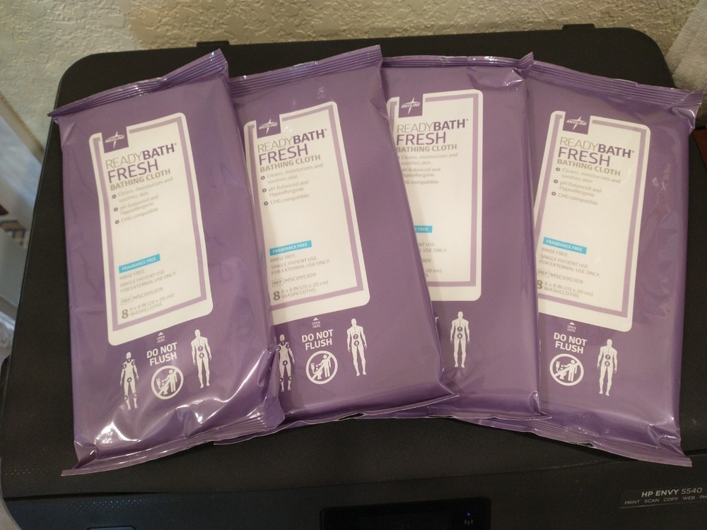 4 Packages, READY BATH FRESH BATHING CLOTH, 32 total,Fragrance Free, EXP. 2/2027
