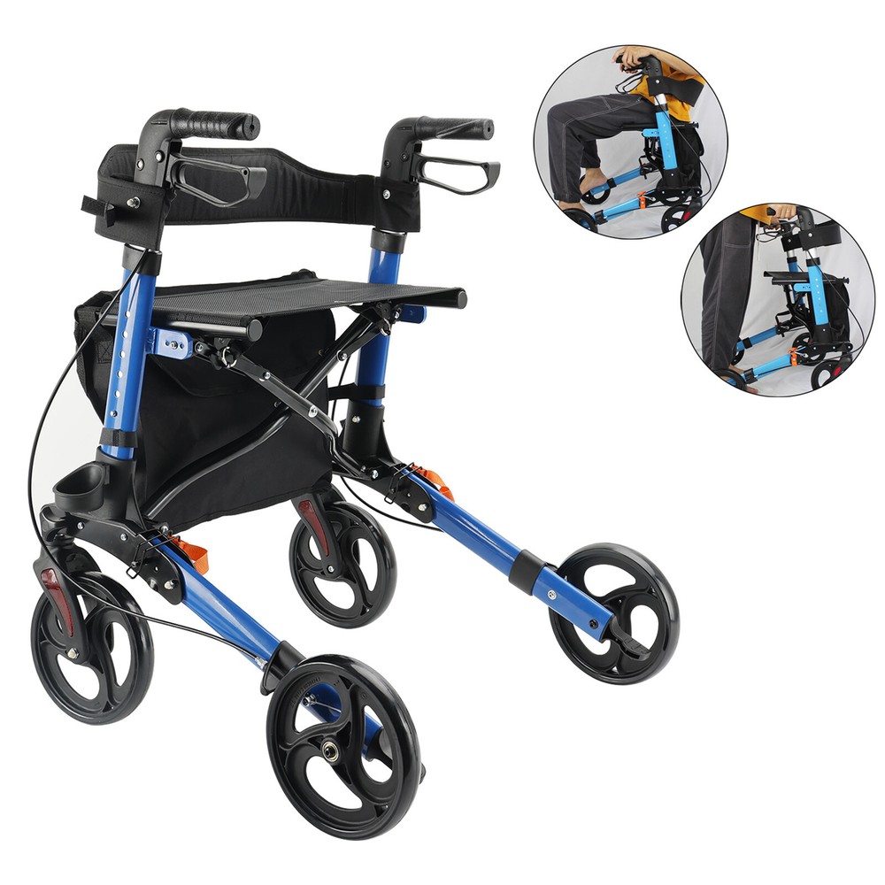 NEW Adjustable Rollator Walker 6 levels of 8 Wheels Compact Folding Lightweight