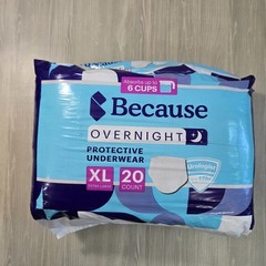 Because Overnight Protective Underwear XL 20 Count – Absorbs up to 6 Cups