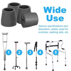 OBTANIM 4 Pack 1 Inch Replacement Rubber Cane Tips for 1 (4 Pack), Black