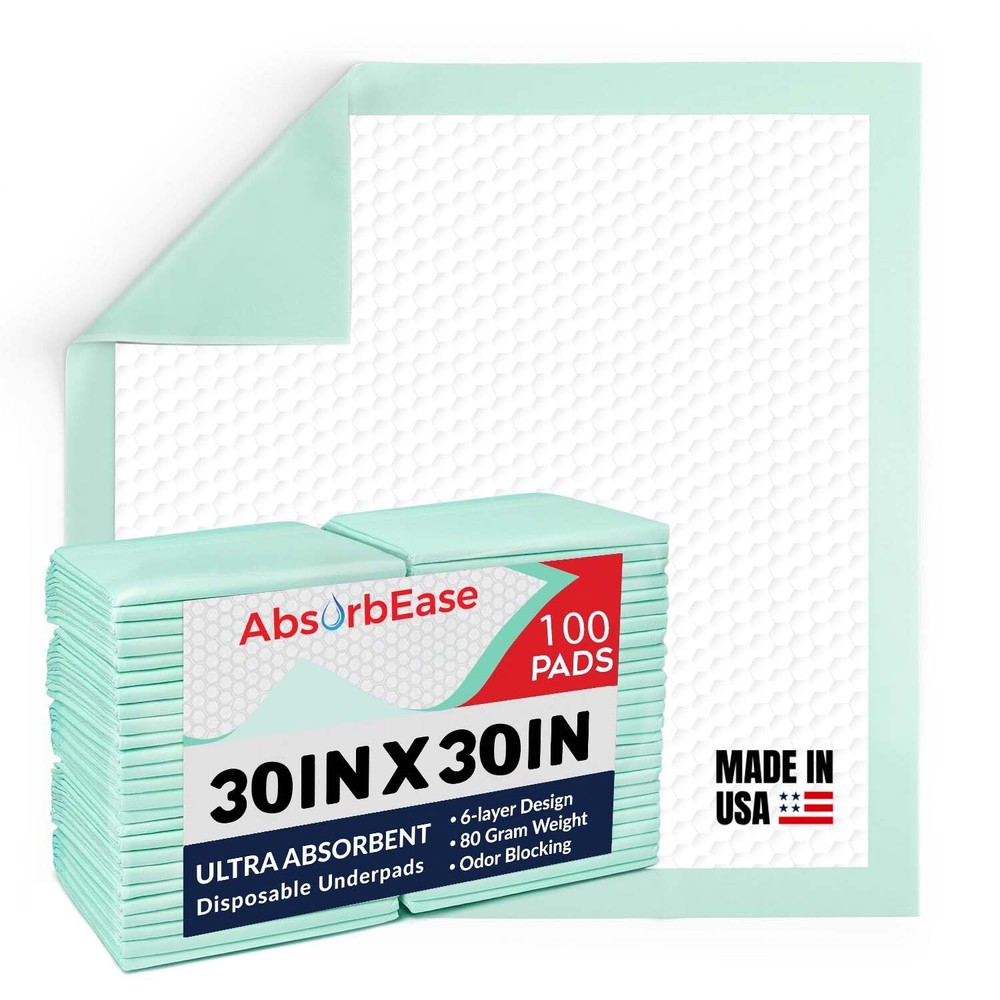 100 30″ X 30″ Quilted Super Absorbent Thick Disposable Bed Pads Underpads Chux