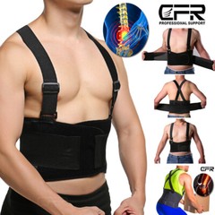 Adjustable Back Brace Lumbar Support Belt with Suspenders Heavy Duty Lift