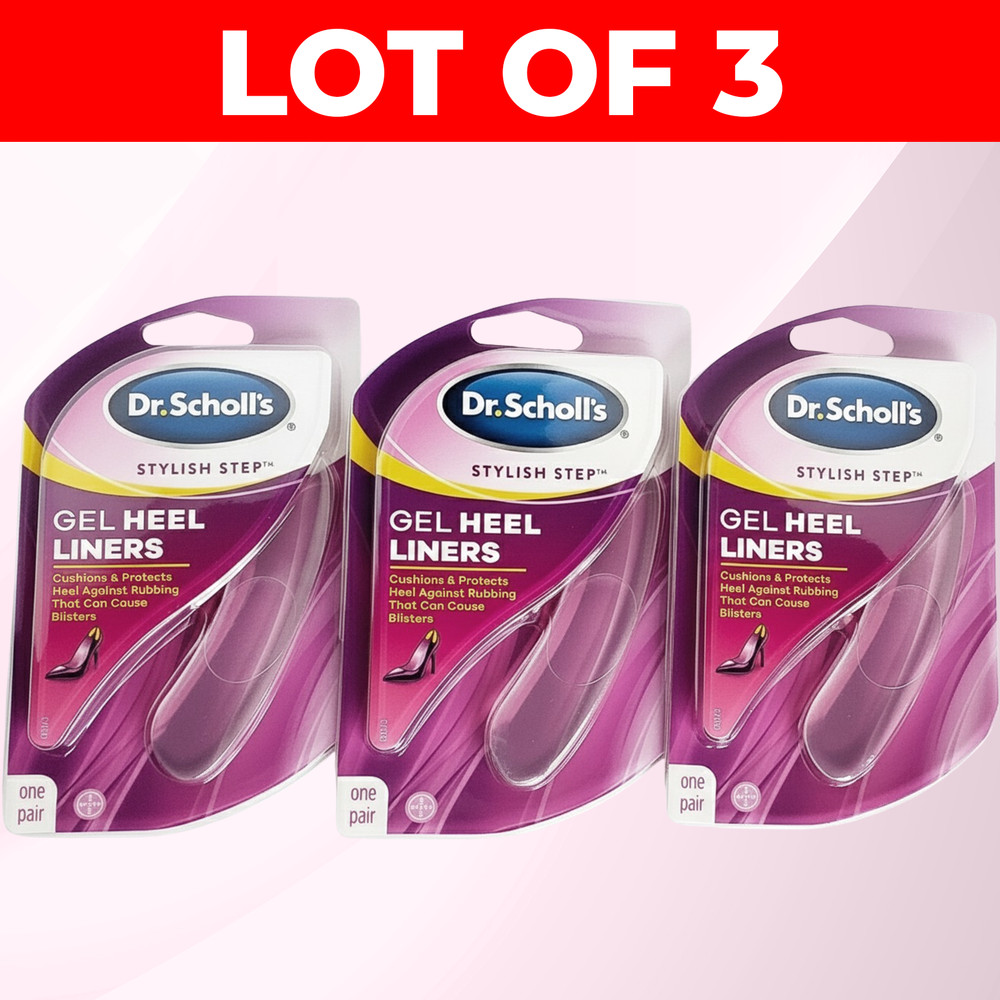 Lot of 3 Dr. Scholl’s Stylish Step Gel Heel Liners 1 Pair Ea – One Size Fits All