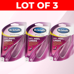 Lot of 3 Dr. Scholl’s Stylish Step Gel Heel Liners 1 Pair Ea – One Size Fits All