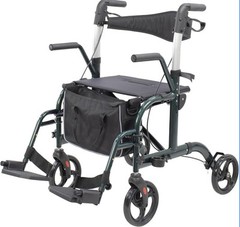 Winlove 2-in-1 Rollator Walker Transport Chair w/ Padded Seat for Seniors