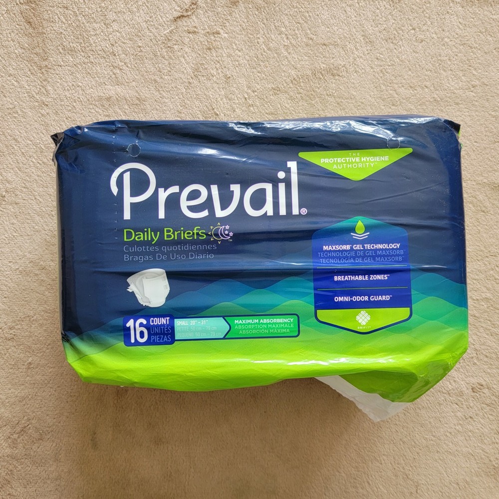 Prevail Daily Briefs Small 20″ to 31″ PV-011 64 Count 4-16 Packs