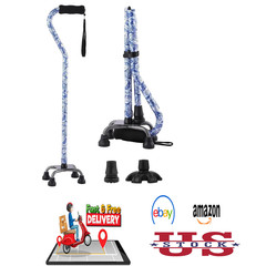 Floral Quad Cane for Women Adjustable Walking Support with 3-in-1 Base Stylish