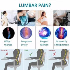 Truck Driver Seat Cushion Memory Foam Lumbar Back Support for Office Chair Car