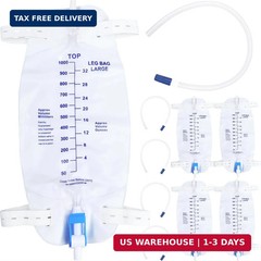 5 Pack 1000ml Leg Bag Urinary Drainage Bag with Adjustable Shoulder Straps and 1
