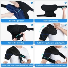 Atsuwell Shoulder Ice Pack Wrap & Brace for Rotator Cuff Cold Large, Black